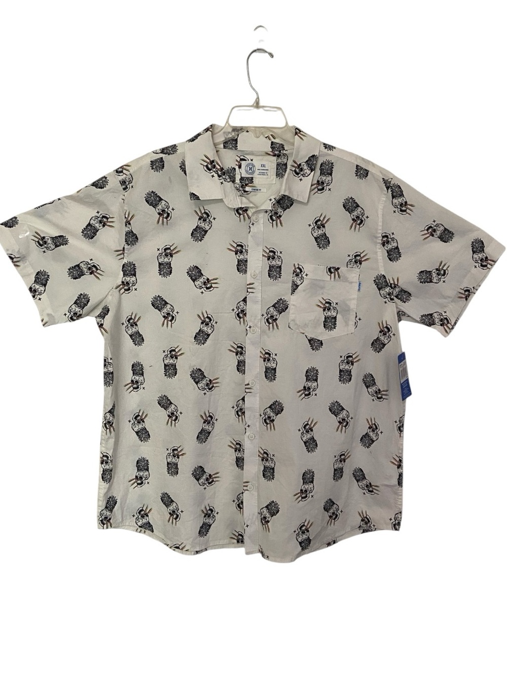 Hurley Men's White Rainbow Skull Print Shirt 🌈 💀 NWT SZ XXL